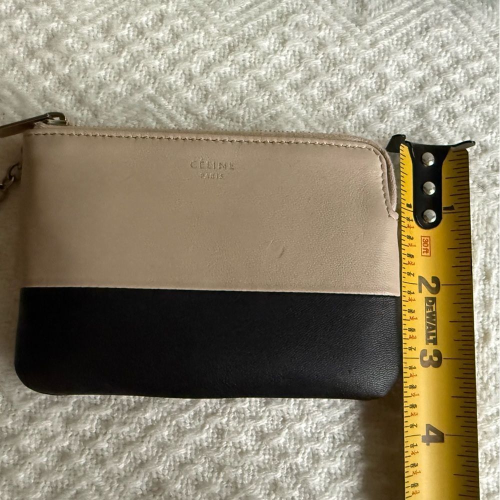 Old Celine Solo Coin and Card Purse, Black/Beige Colorblock, w/ Box and Dustbag - Picture 12 of 14